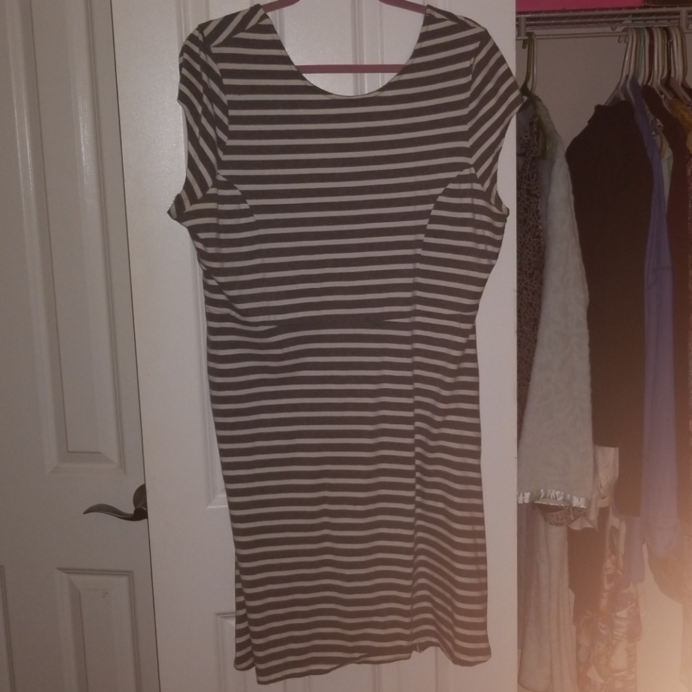 Gray and white striped dress